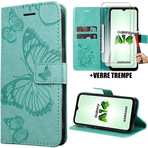 Coque avec 2 Verres Trempés pour Samsung Galaxy A14 4G A14 5G