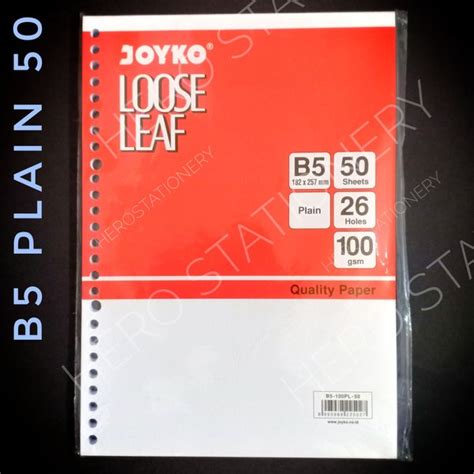 Jual Kertas isi file loose leaf plain polos joyko B5 50 lembar di Lapak ...