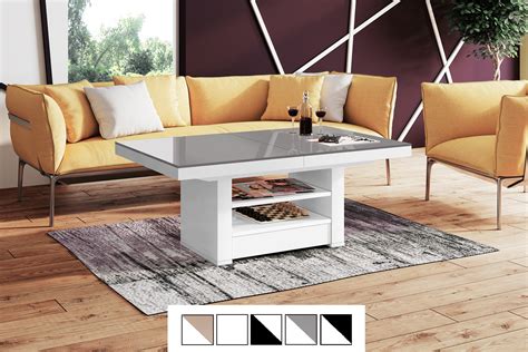 Design Couchtisch Tisch HLM 111 Hochglanz Schublade höhenverstellbar