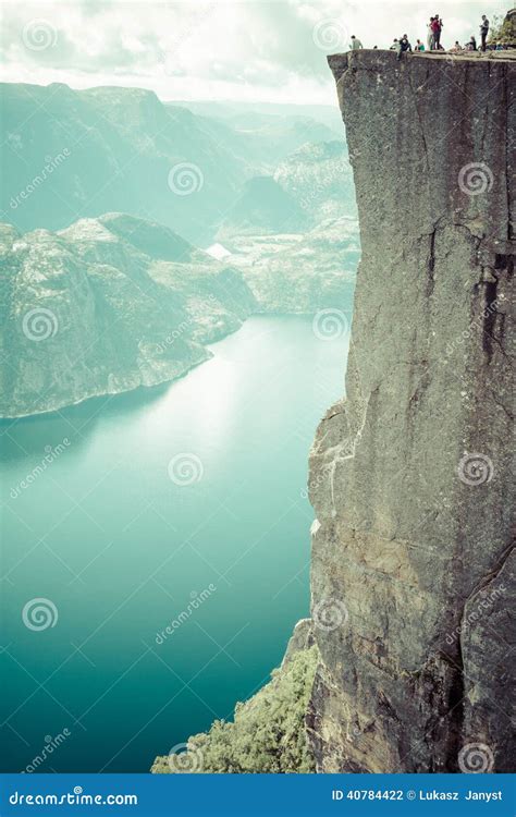 Preikestolen Pulpit Rock Made Of Granite Seen From Below From The