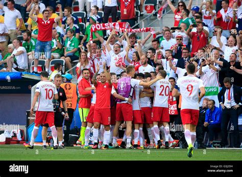 Poland S Arkadiusz Milik Obscured Celebrates With His Team Mates