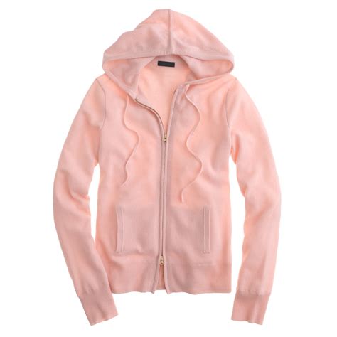 Lyst J Crew Collection Cashmere Zip Front Hoodie In Pink