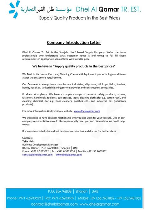 Free Business Introduction Letters Pdf Ms Word Templatelab