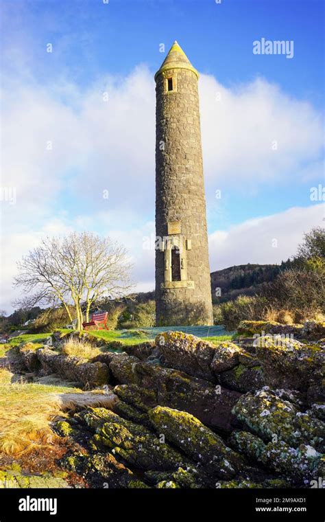 Largs Pencil, a monument erected in 1912 on Bowan Crag, Largs to commemorate the battle of Largs ...