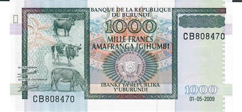 Burundi 1000 Francs 2009 Banknote Geldschein Unc MA Shops