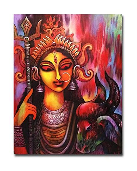 Maa Durga Canvas Goddess Durga Painting Hindu Art Print Etsy