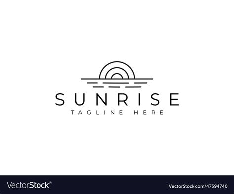 Sunrise In The Horizon Line Logo Design Royalty Free Vector