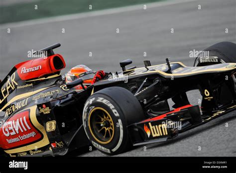 Romain Grosjean Fra Lotus E During Formula One Tests On Circuit De