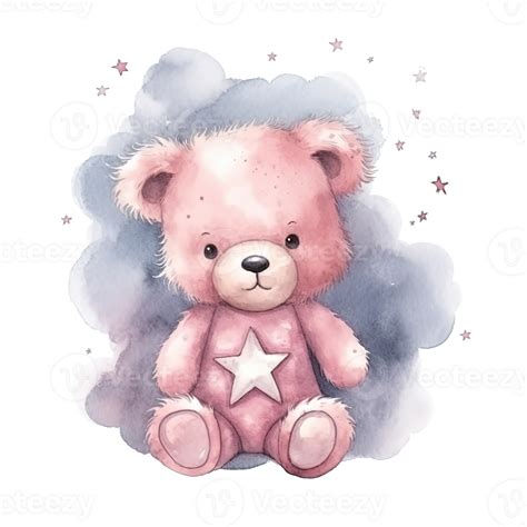 Cute Watercolor Teddy Bear Illustration 23853683 Png