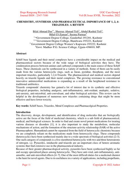 Pdf Chemistry Synthesis And Pharmaceutical Importance Of