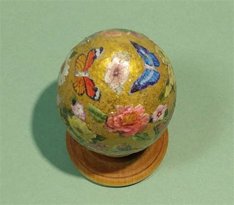 4 Hand Painted Gold Decoupaged Paper Mache Egg W Flower Etsy