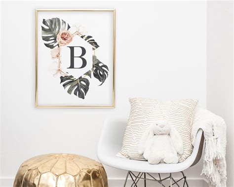 Letter B Monogram Printable Wall Art Boho Tropical Nursery - Etsy