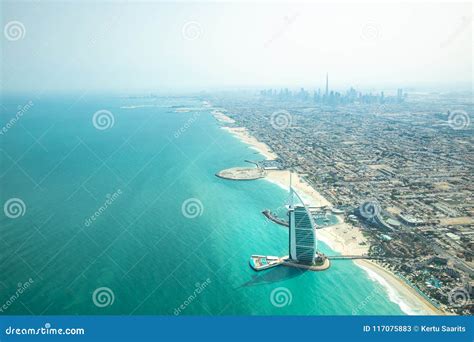 Aerial View Of Dubai Coast Line On A Beautiful Sunny Day Editorial