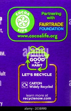 Unwrap A Good Habit Recycling Information And Cocoa Life Symbol Logo On