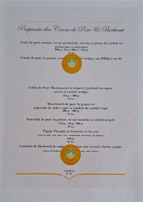 Menu At Amadeus Piatra Neam Pia A Mihail Kog Lniceanu