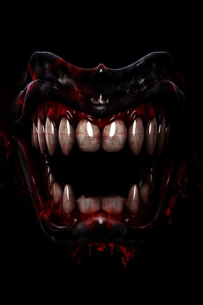 Premium Photo | A black and red image of a scary monster vampire with ...