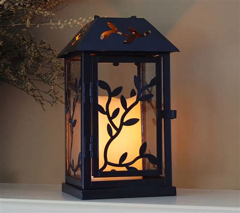 Lumabase Vine Metal Lantern With Removable Flameless Candle Qvc