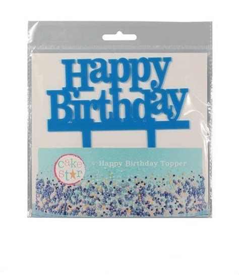 Cake Star Happy Birthday Cake Topper Blue Acrylic 145 X 75mm