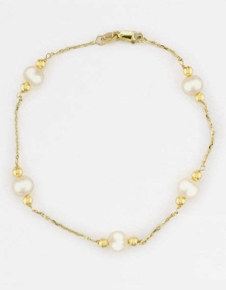 Effy 14 Kt Yellow Gold Freshwater Pearl Station Bracelet 55 6mm In Gold Pearl Lyst