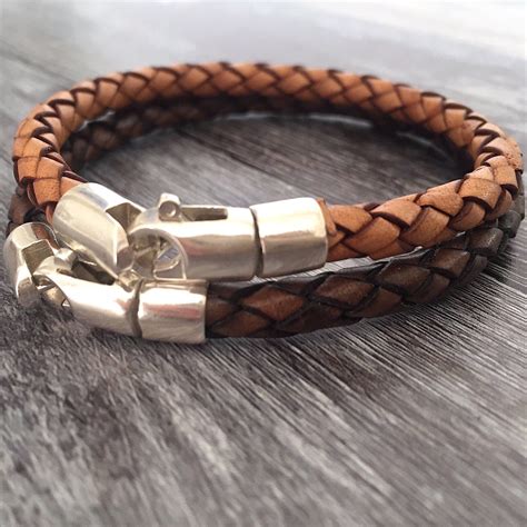 Minimalist Braided Leather Bracelet Thick Leather Cord With A Etsy Uk