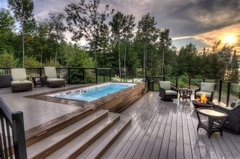 Muskoka Swim Spa And Deck Rustic Deck Toronto By Backyard