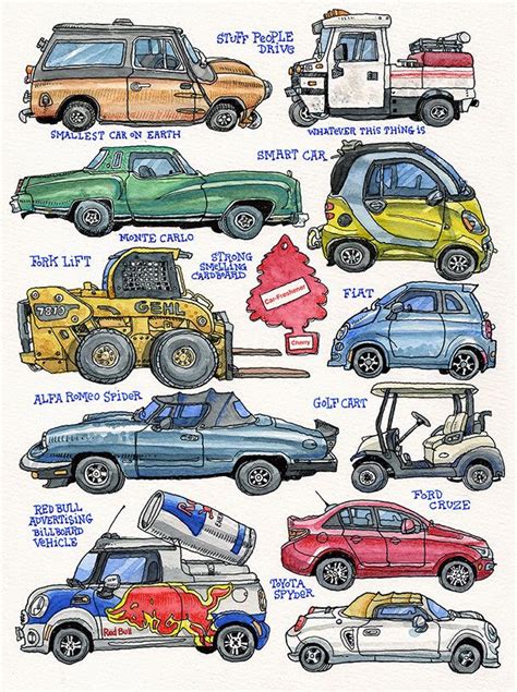 illustrated drawing   types  cars
