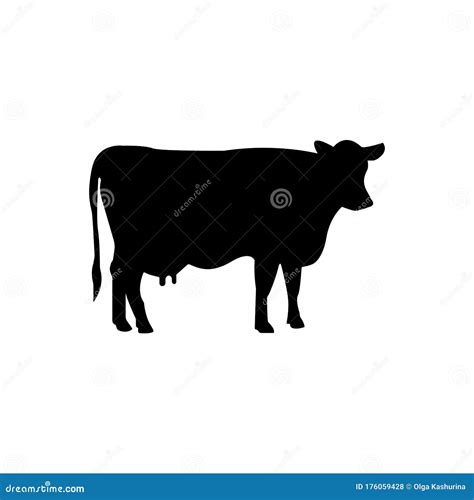 Silhouette of a Cow. Cattle. Circuit. Farm. Bull Stock Vector - Illustration of cattle, logo ...