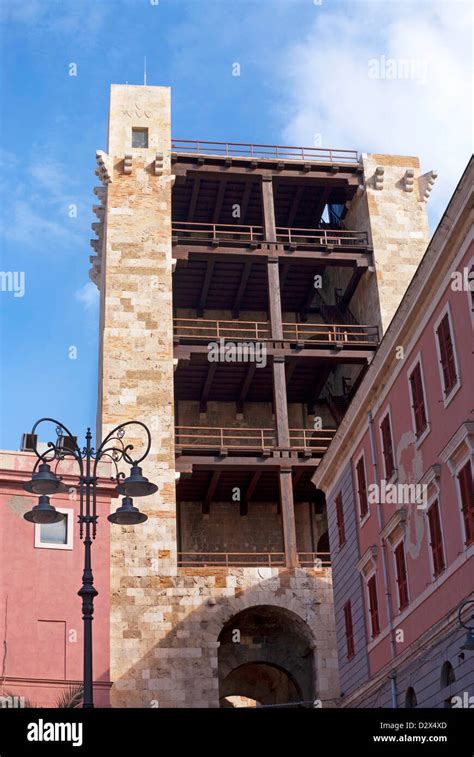 St Pancras Tower Torre Di San Pancrazio In Cagliari Sardinia Stock