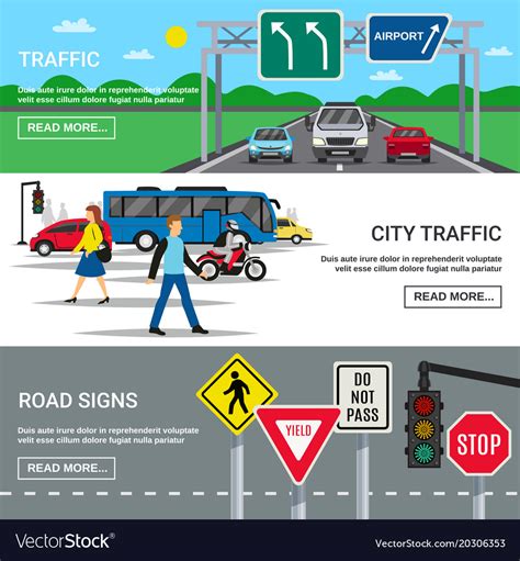 City Traffic Road Signs Banners Royalty Free Vector Image