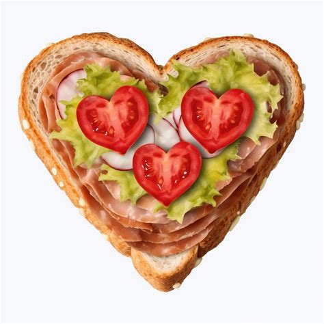 Premium Photo Heartshaped Sandwich With Lettuce Ham And Tomato