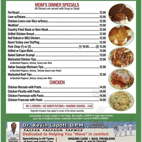 Mom S Kitchen Menu In Lake Worth Florida Usa