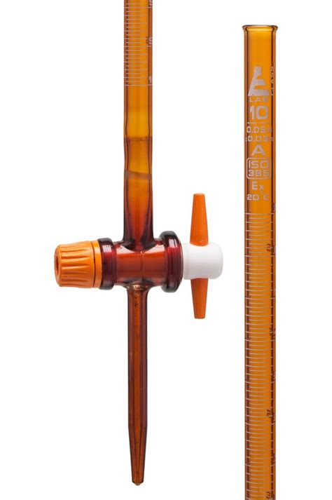 Eisco Amber Glass Burette With PTFE Key Stopcock Capacity 50 ML