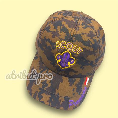 Jual Topi Pramuka Loreng Topi Lapangan Pramuka Scout Logo Bordir