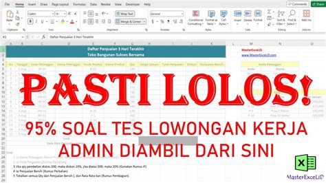 Soal Tes Lowongan Kerja Admin 1 Tes Excel Free Download Soal