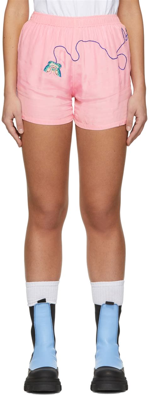 Sky High Farm Workwear Pink Cupro Shorts Ssense