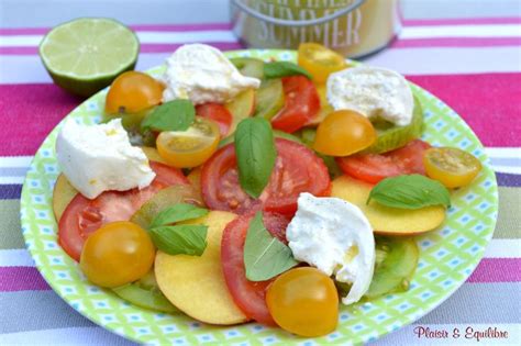 Salade D T Tomates Nectarines Basilic Et Burrata Recette Salade