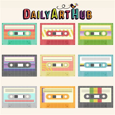 Vintage Cassette Tape Clipart Collection Retro Music Graphics