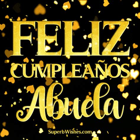 Feliz Cumplea Os Abuela Con Coraz N De Oro Confetti Superbwishes