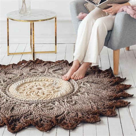 Round Crocheted Rug 60" Circle Braided Nursery Rug Mat Home - Inspire ...