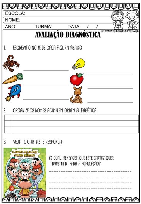 Avaliação diagnóstica 3 ano para imprimir