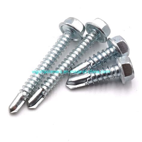 Zinc Plated Hexagon Flange Head Self Drilling Screws Hex Head Flange