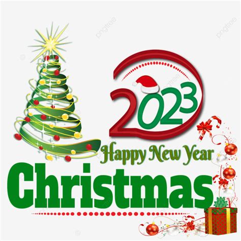 Happy New Year Merry Christmas Vintage Christ Lettering