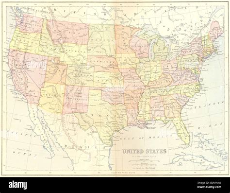 Estados Unidos Estados Unidos 1870 Mapa Antiguo Fotografía De Stock Alamy