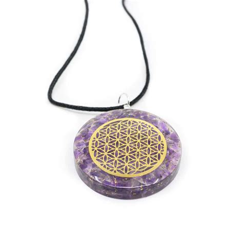 Pendentif Orgonite Am Thyste Fleur De La Vie Rond Zenvol Vente En