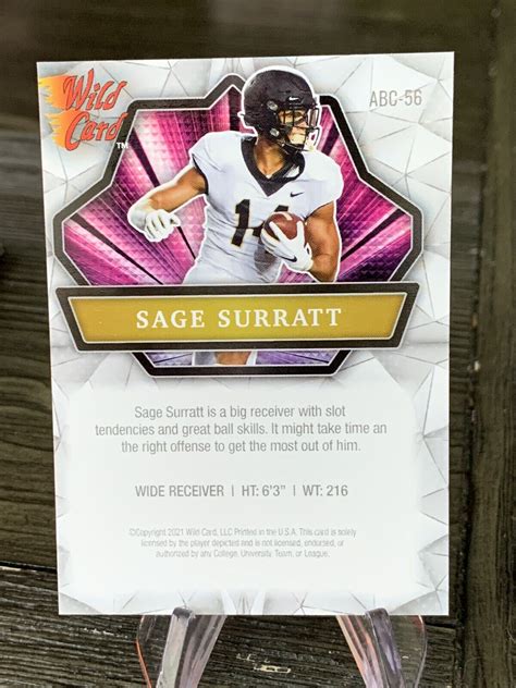 Wild Card Alumination Sage Surratt Rookie Wake Forest Abc Ebay