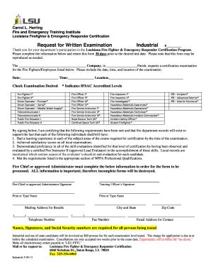 Fillable Online Feti Lsu Industrial Test Request Form LSU Fire And