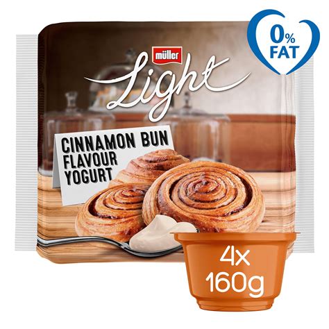 Müller Limited Edition Light Cinnamon Bun Flavour Yogurt 4 x 160g 640g