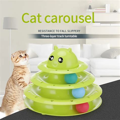 Cat Toy Pet Development Intelligent Three Layer Rotatable Turntable Toy