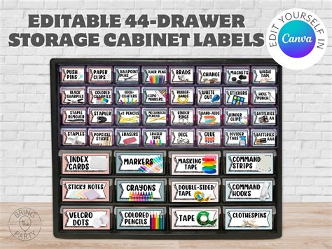 Customizable Labels for Storage Unit, 44-drawer Plastic Storage Cabinet ...