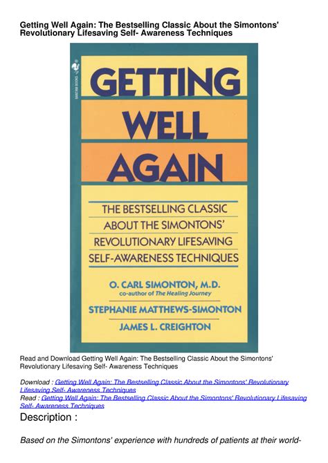 READ PDF Getting Well Again The Bestselling Classic About The